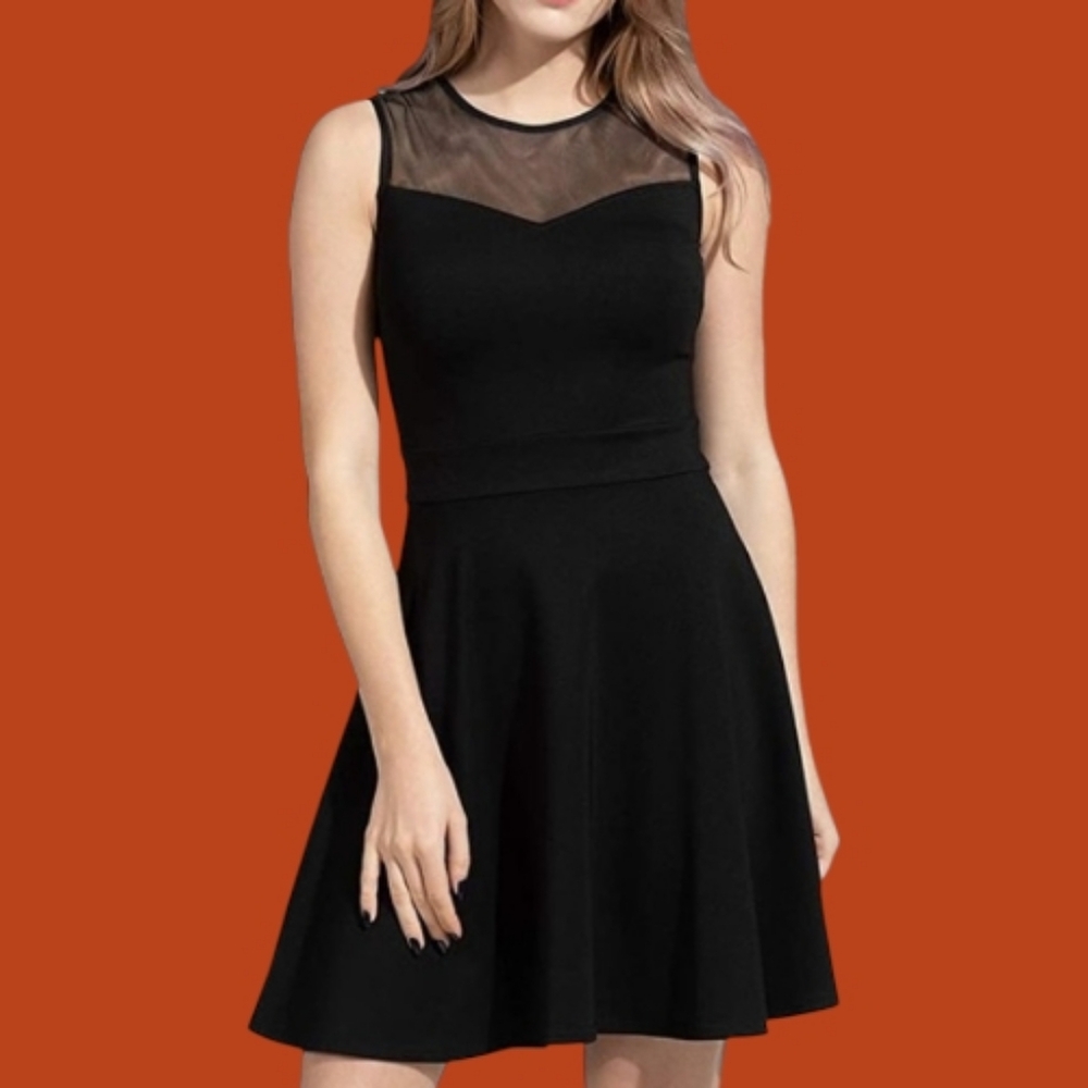 EUC Sylvestidoso Elegant Black A Line Pleated Sleeveless Cocktail Dress Sz Small